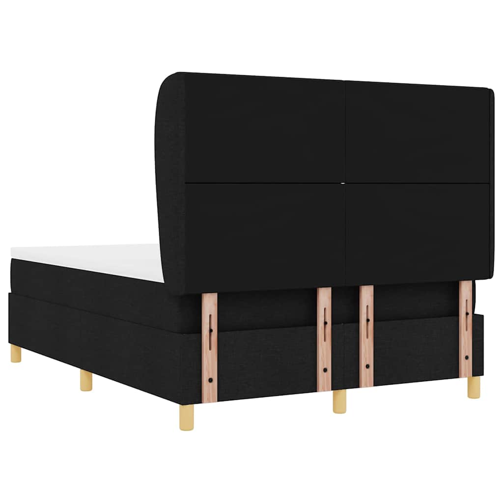 Box spring seng med hovedgærde Sort 190 x 140 cm Stof