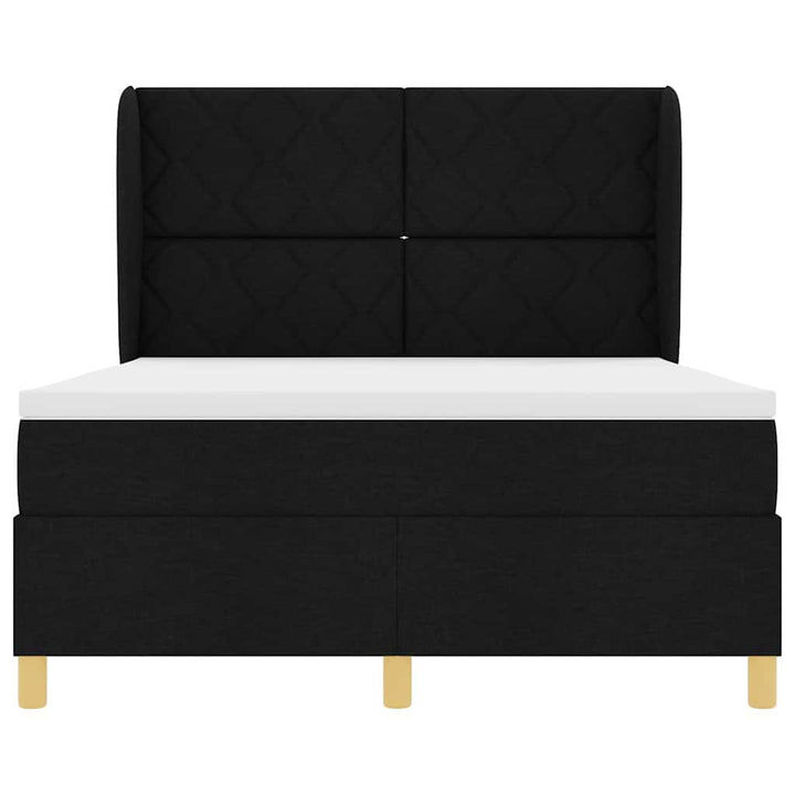 Box spring seng med hovedgærde Sort 190 x 140 cm Stof