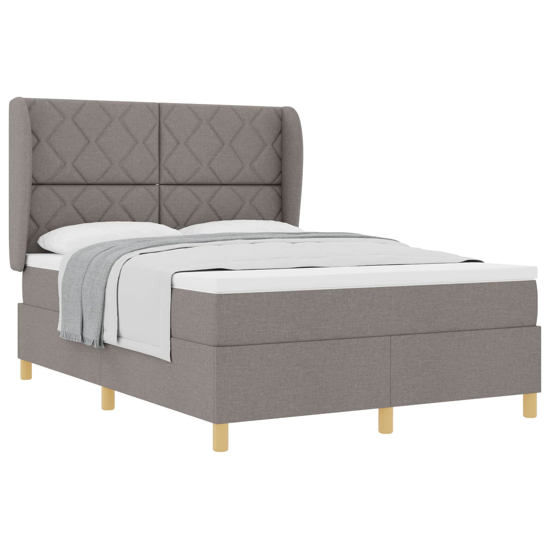 Box spring seng med hovedgærde Gråbrun 190 x 140 cm Stof