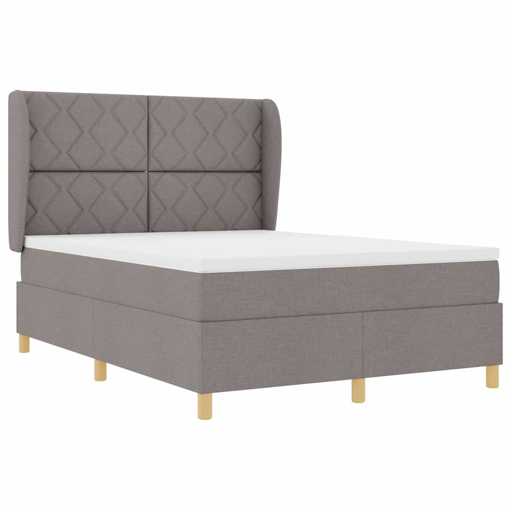 Box spring seng med hovedgærde Gråbrun 190 x 140 cm Stof
