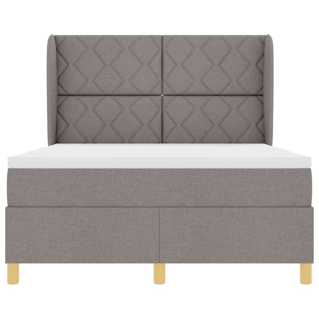Box spring seng med hovedgærde Gråbrun 190 x 140 cm Stof