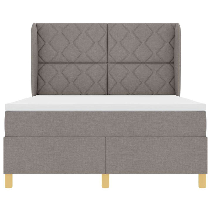 Box spring seng med hovedgærde Gråbrun 190 x 140 cm Stof