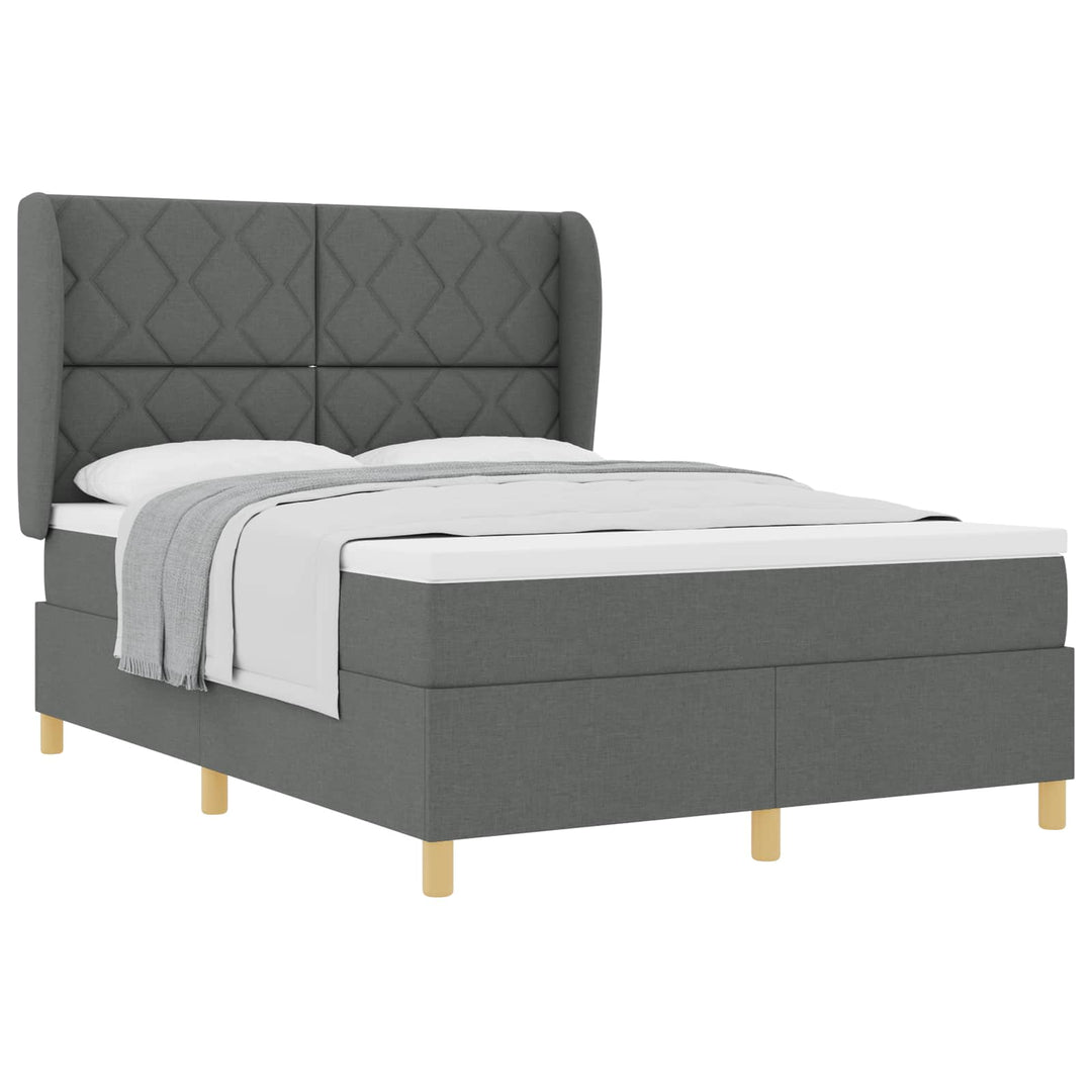 Box spring seng med hovedgærde Mørkegrå 200 x 140 cm Stof