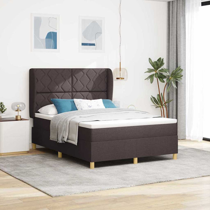 Box spring seng med hovedgærde Mørk Brun 200 x 140 cm Stof