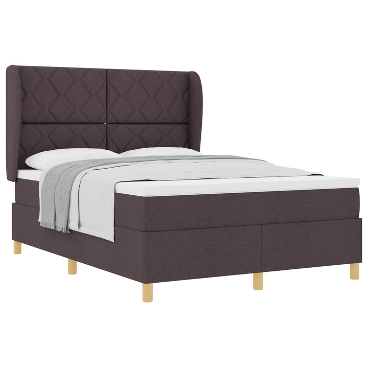 Box spring seng med hovedgærde Mørk Brun 200 x 140 cm Stof