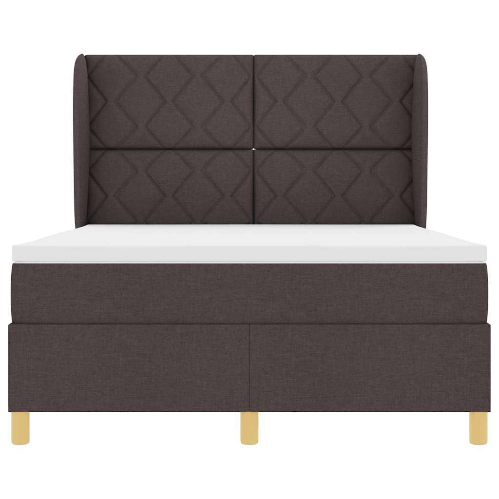 Box spring seng med hovedgærde Mørk Brun 200 x 140 cm Stof