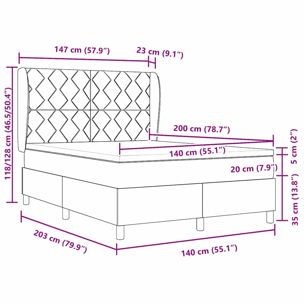 Box spring seng med hovedgærde Creme 200 x 140 cm Stof