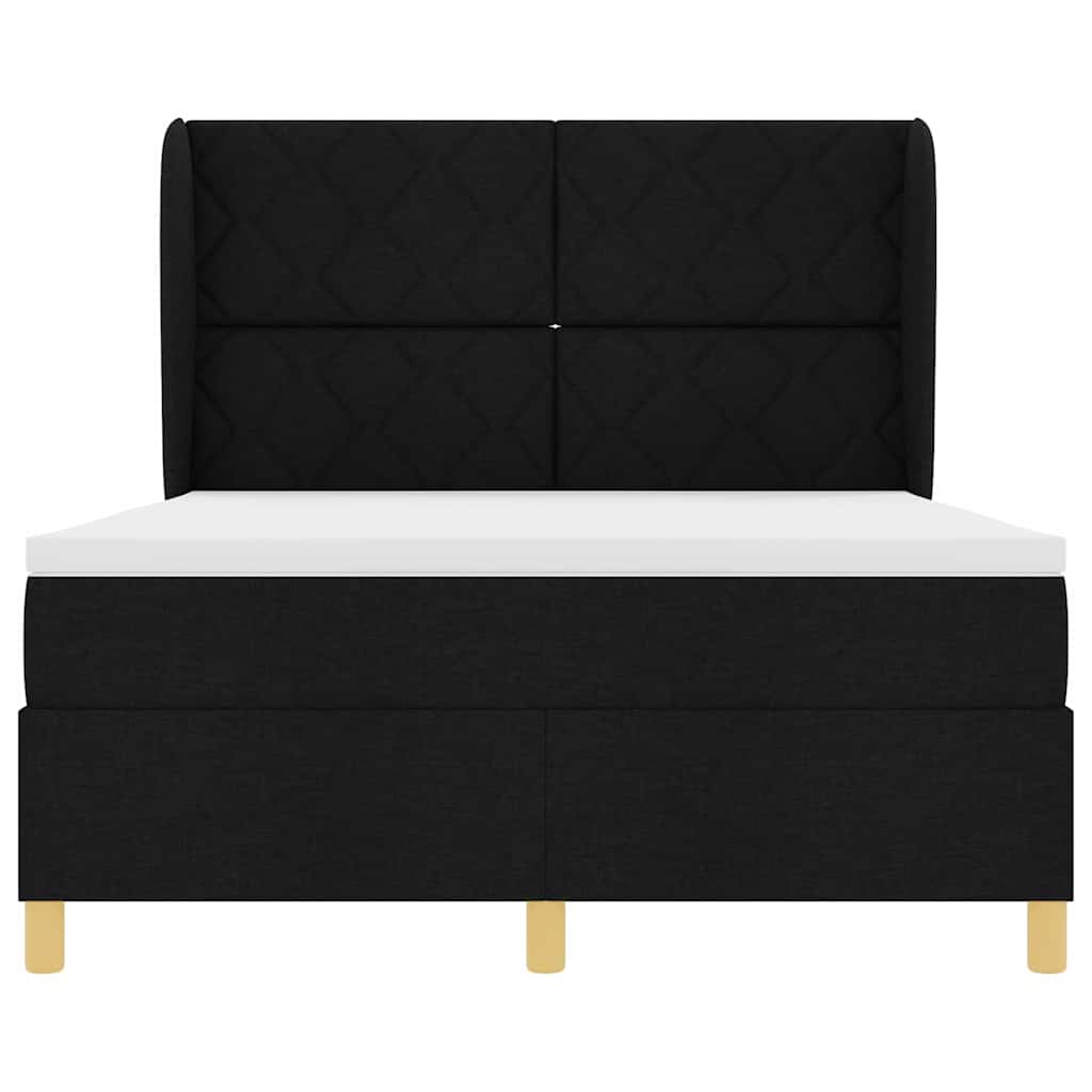 Box spring seng med hovedgærde Sort 200 x 160 cm Stof