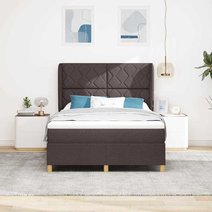 Box spring seng med hovedgærde Mørk Brun 200 x 160 cm Stof