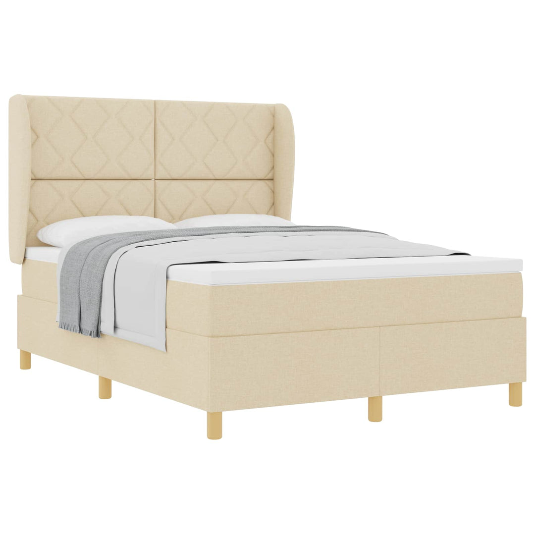 Box spring seng med hovedgærde Creme 200 x 160 cm Stof
