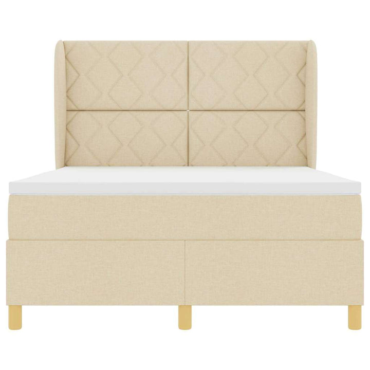 Box spring seng med hovedgærde Creme 200 x 160 cm Stof