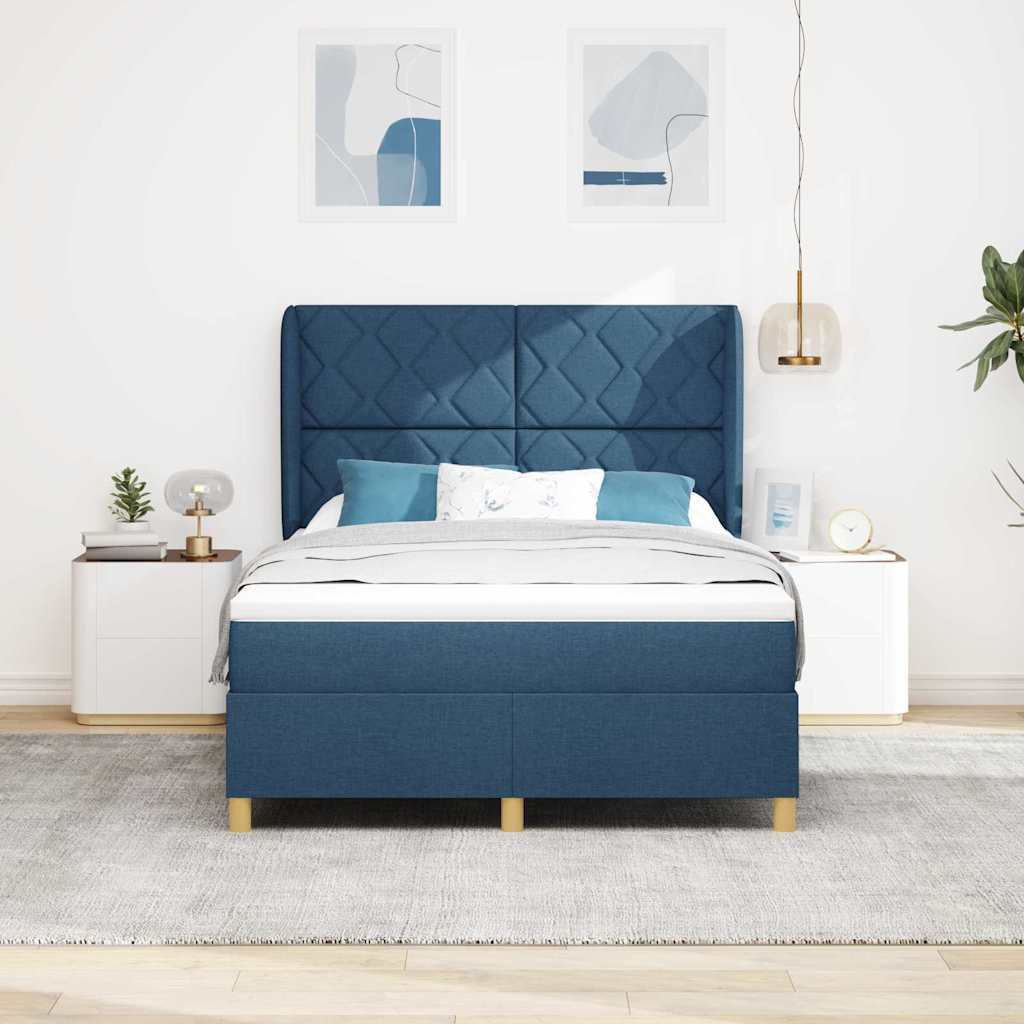 Box spring seng med hovedgærde Blå 200 x 160 cm Stof