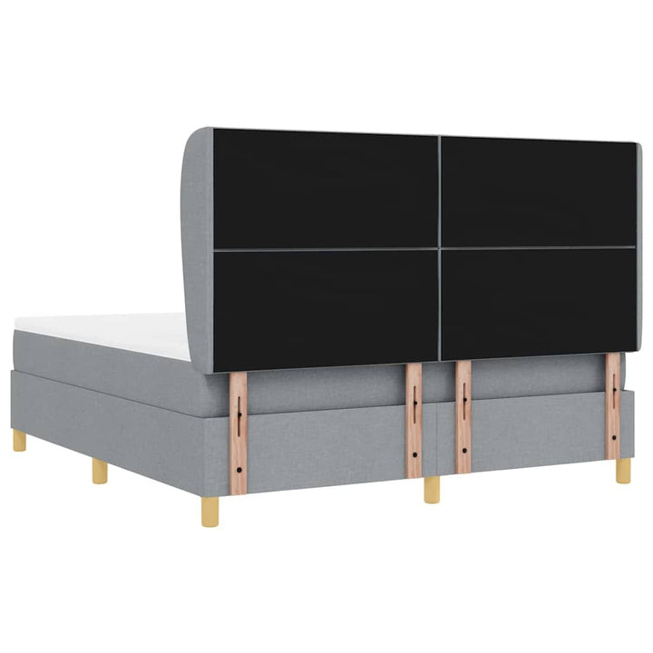 Box spring seng med hovedgærde Lysegrå 200 x 180 cm Stof