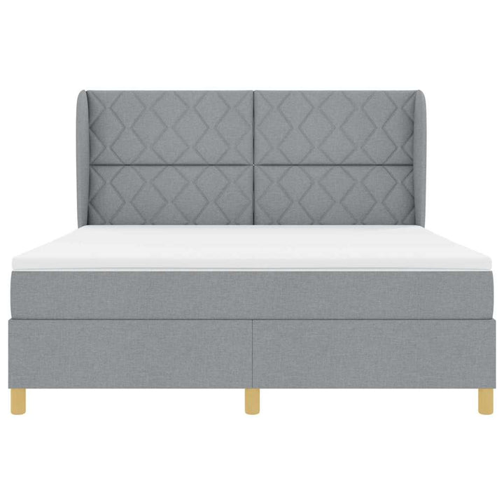 Box spring seng med hovedgærde Lysegrå 200 x 180 cm Stof