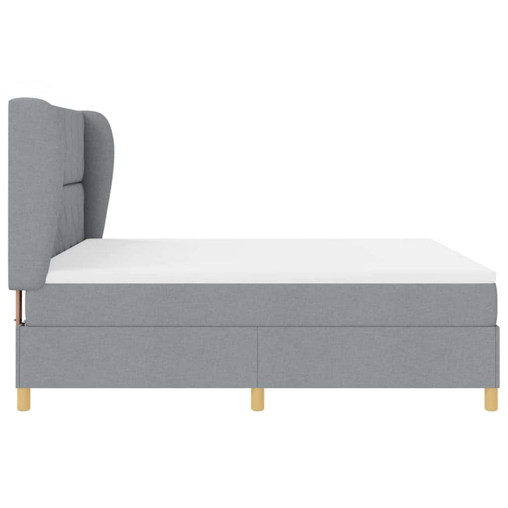 Box spring seng med hovedgærde Lysegrå 200 x 180 cm Stof