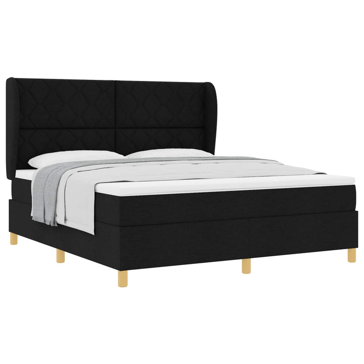 Box spring seng med hovedgærde Sort 200 x 180 cm Stof