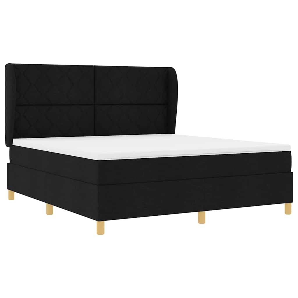 Box spring seng med hovedgærde Sort 200 x 180 cm Stof