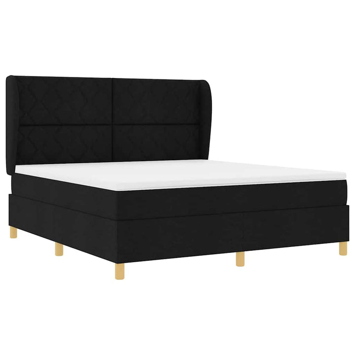 Box spring seng med hovedgærde Sort 200 x 180 cm Stof