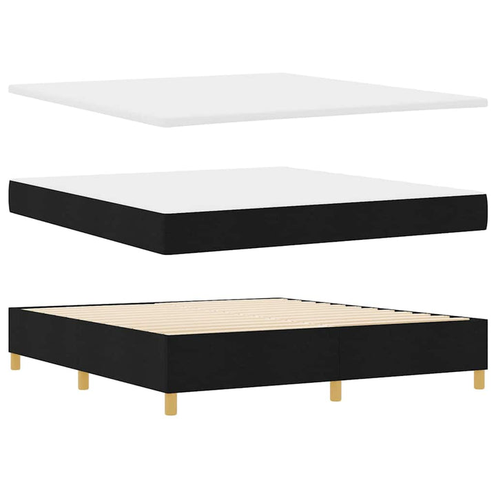 Box spring seng med hovedgærde Sort 200 x 180 cm Stof