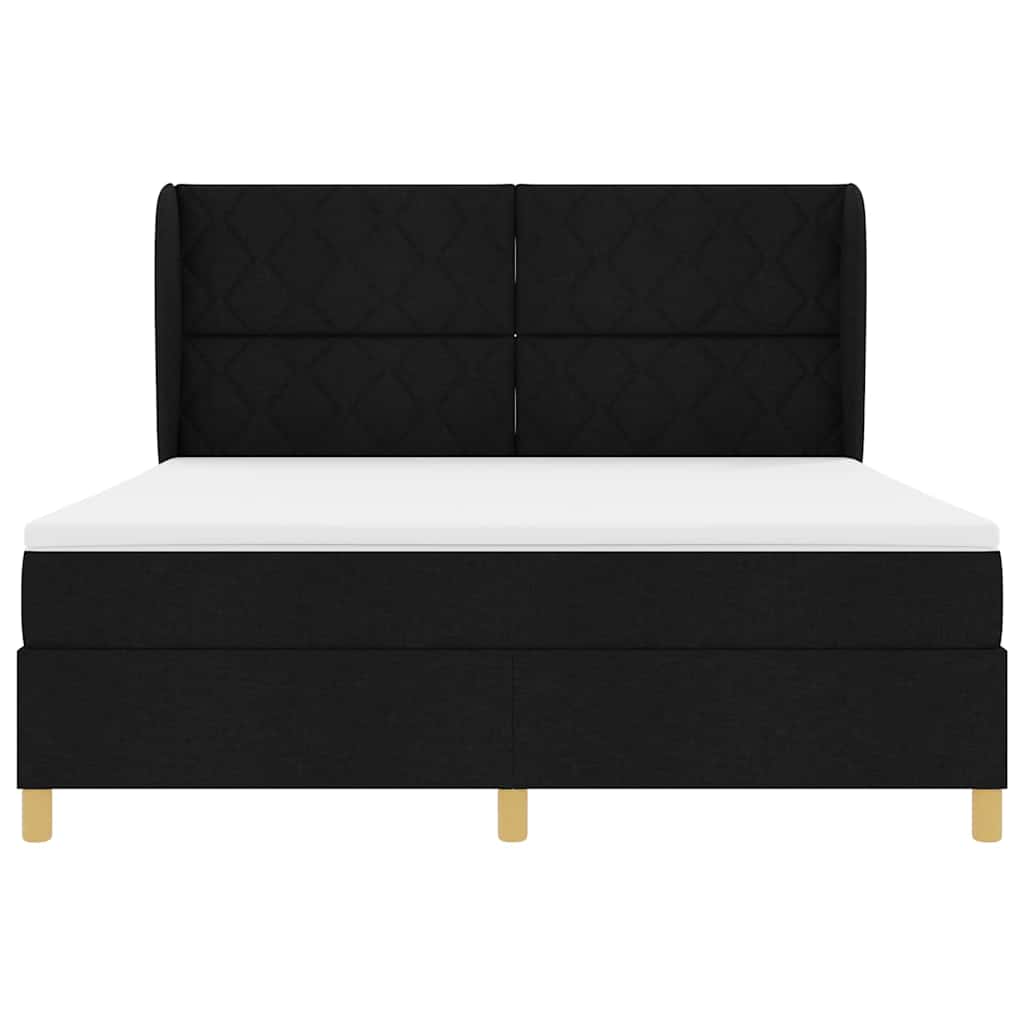 Box spring seng med hovedgærde Sort 200 x 180 cm Stof