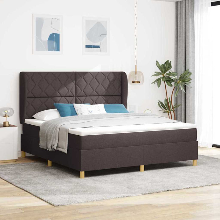 Box spring seng med hovedgærde Mørk Brun 200 x 180 cm Stof