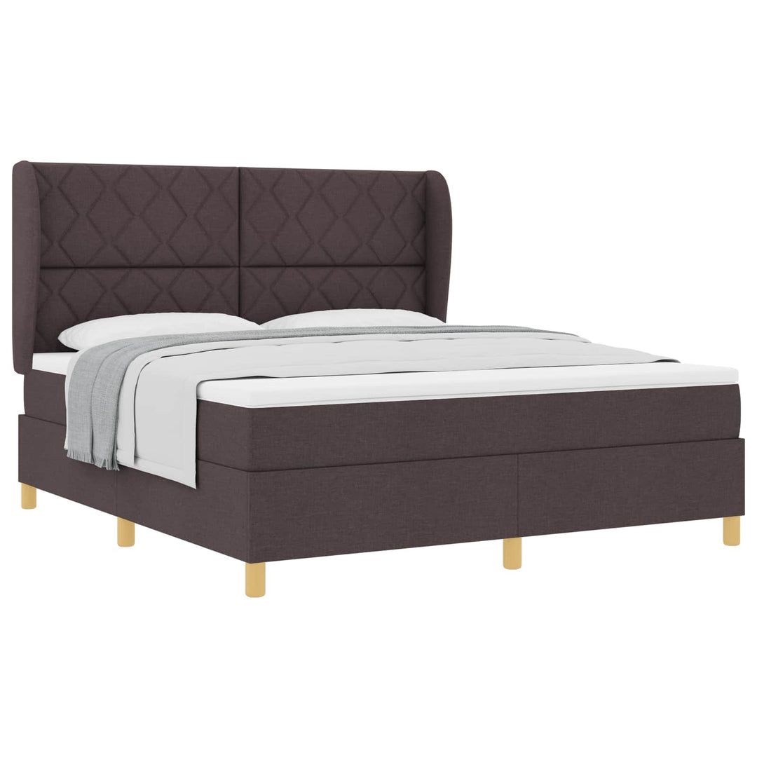 Box spring seng med hovedgærde Mørk Brun 200 x 180 cm Stof