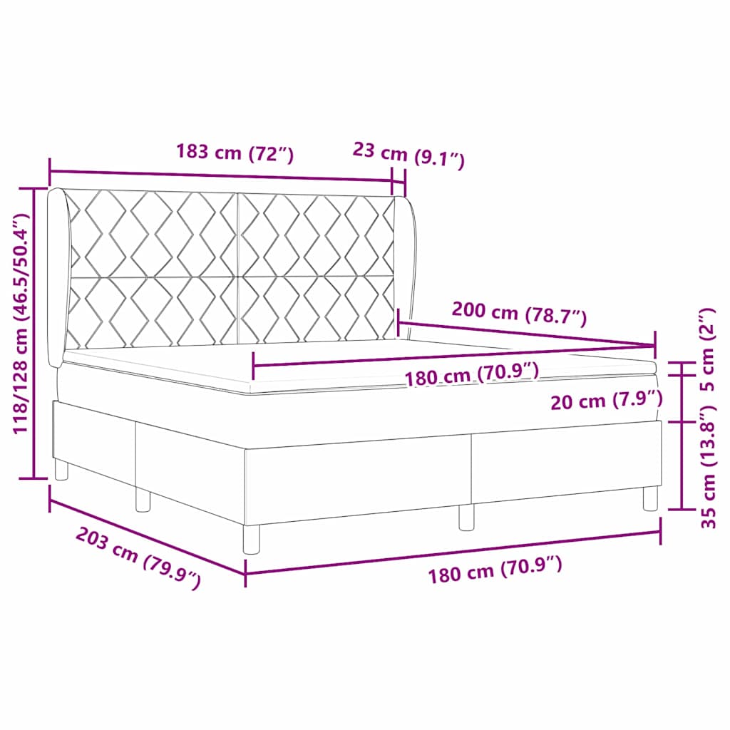 Box spring seng med hovedgærde Mørk Brun 200 x 180 cm Stof