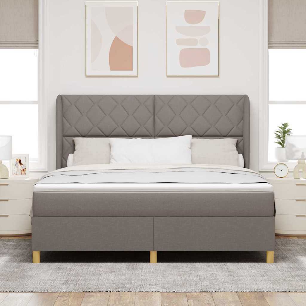 Box spring seng med hovedgærde Gråbrun 200 x 180 cm Stof