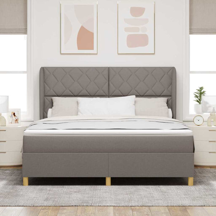 Box spring seng med hovedgærde Gråbrun 200 x 180 cm Stof