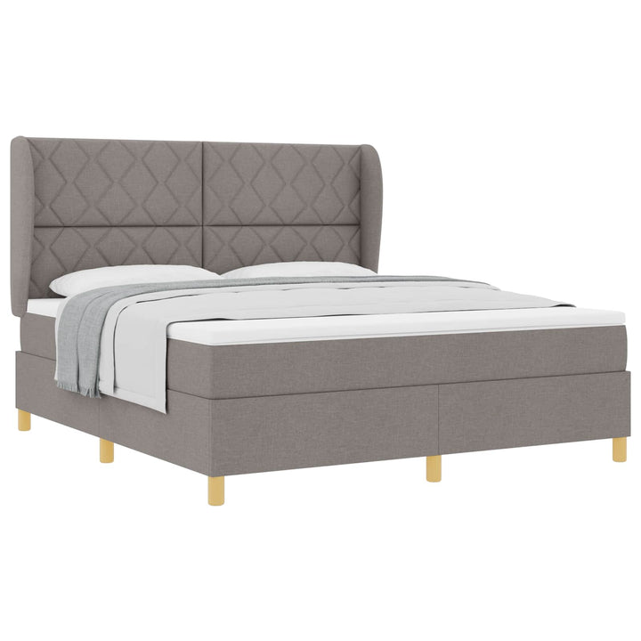 Box spring seng med hovedgærde Gråbrun 200 x 180 cm Stof