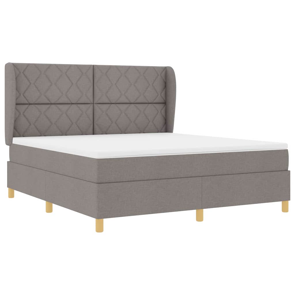 Box spring seng med hovedgærde Gråbrun 200 x 180 cm Stof