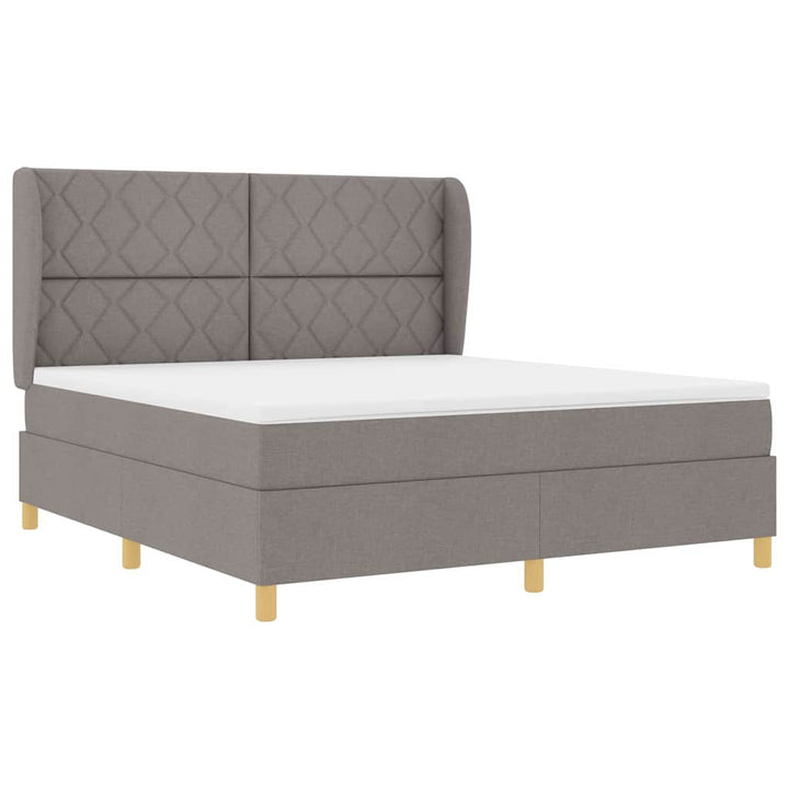 Box spring seng med hovedgærde Gråbrun 200 x 180 cm Stof
