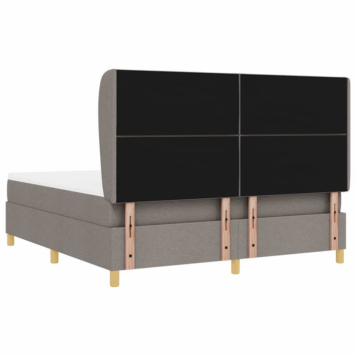 Box spring seng med hovedgærde Gråbrun 200 x 180 cm Stof