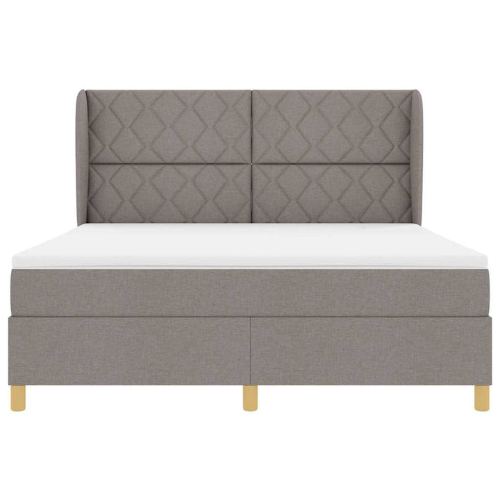 Box spring seng med hovedgærde Gråbrun 200 x 180 cm Stof