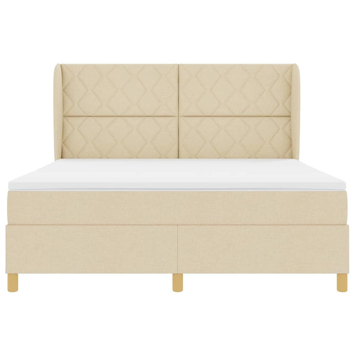 Box spring seng med hovedgærde Creme 200 x 180 cm Stof