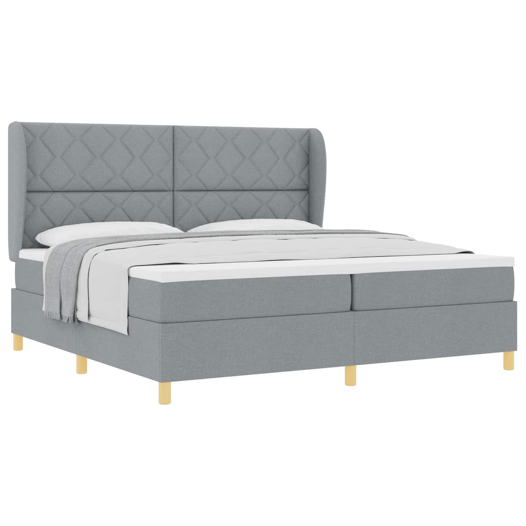 Box spring seng med madras Lysegrå 200 x 200 cm Stof