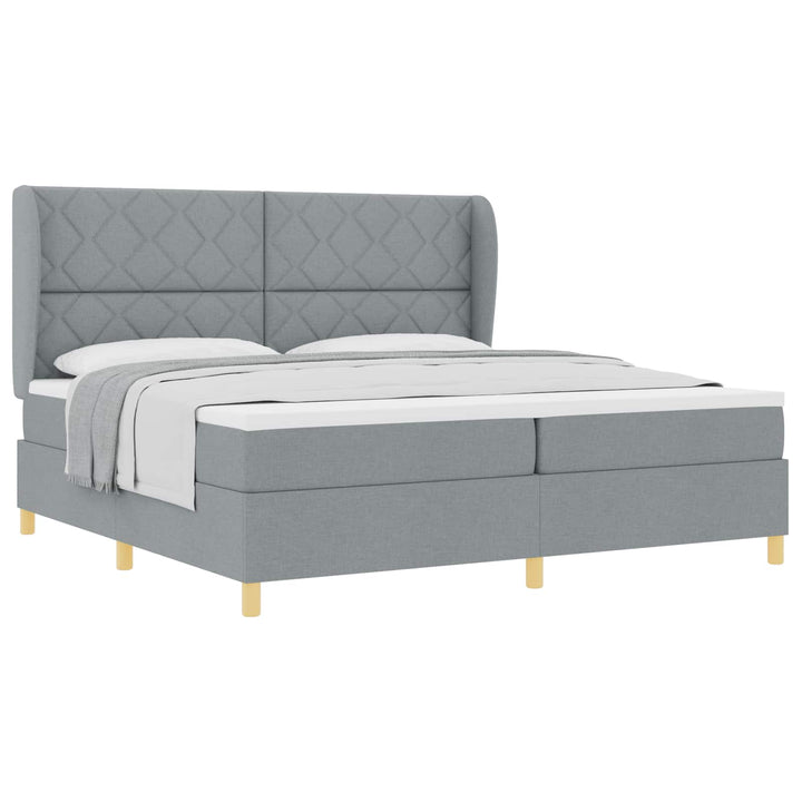 Box spring seng med madras Lysegrå 200 x 200 cm Stof