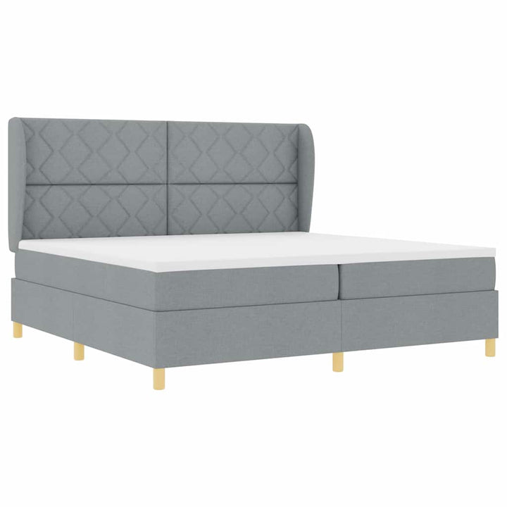 Box spring seng med madras Lysegrå 200 x 200 cm Stof