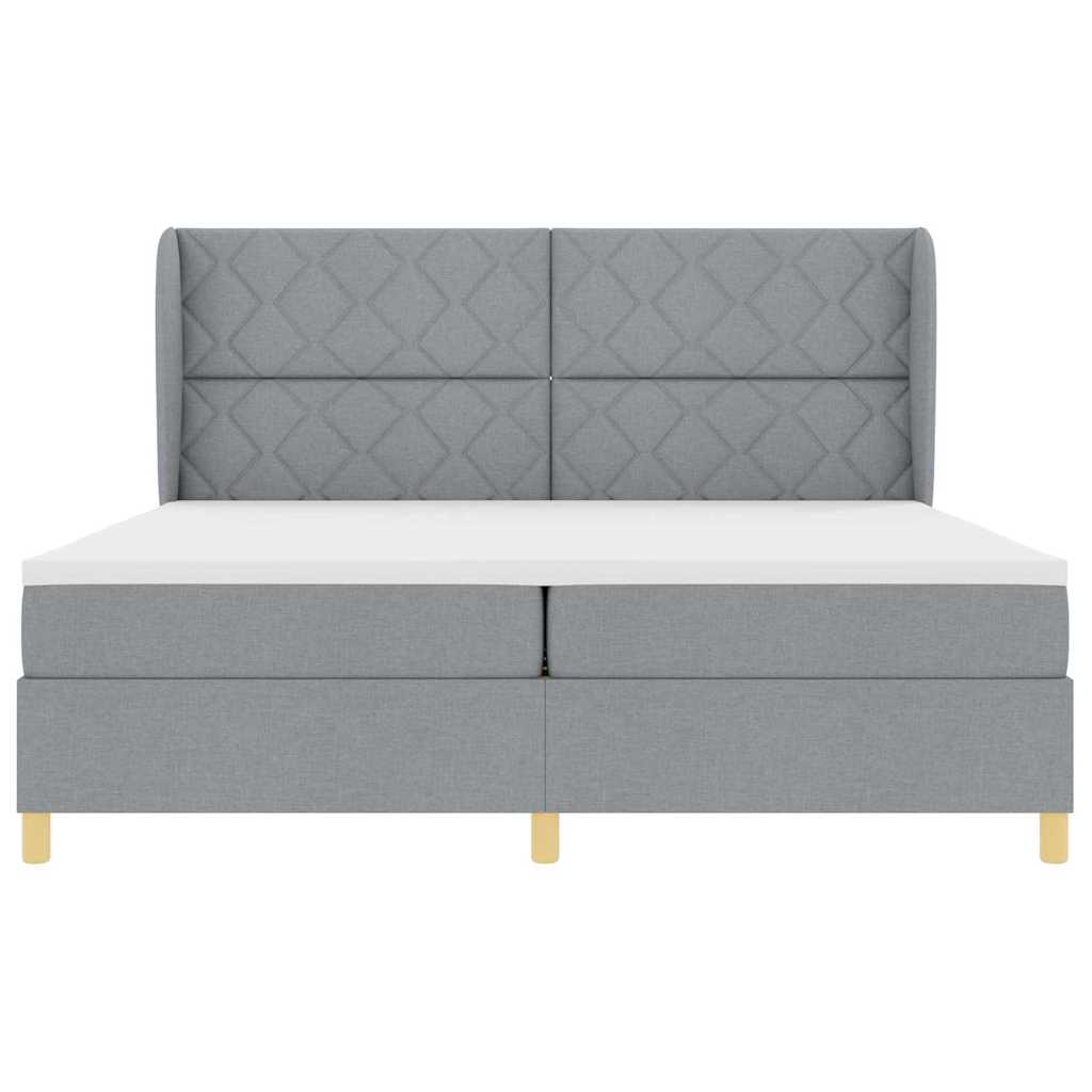 Box spring seng med madras Lysegrå 200 x 200 cm Stof