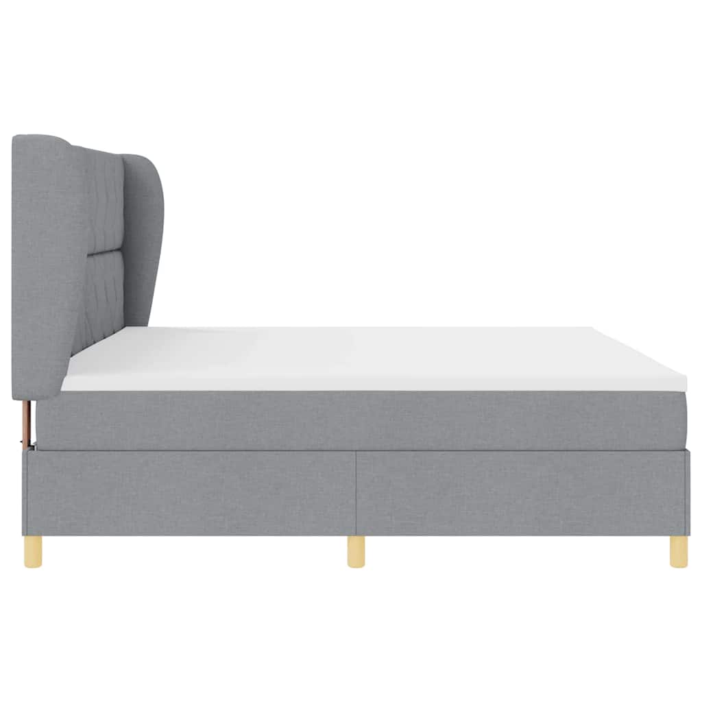 Box spring seng med madras Lysegrå 200 x 200 cm Stof
