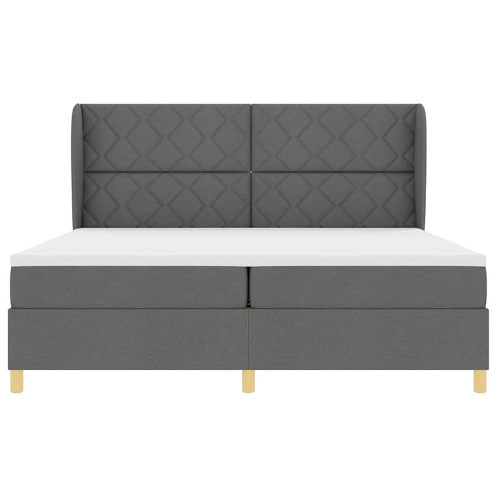 Box spring seng med hovedgærde Mørkegrå 200 x 200 cm Stof