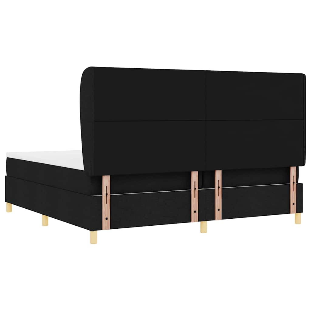 Box spring seng med madras Sort 200 x 200 cm Stof
