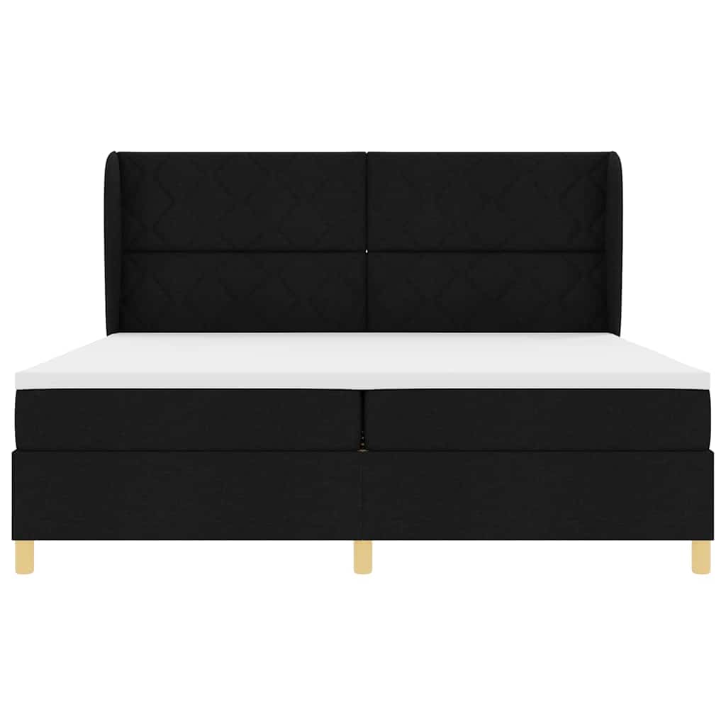 Box spring seng med madras Sort 200 x 200 cm Stof