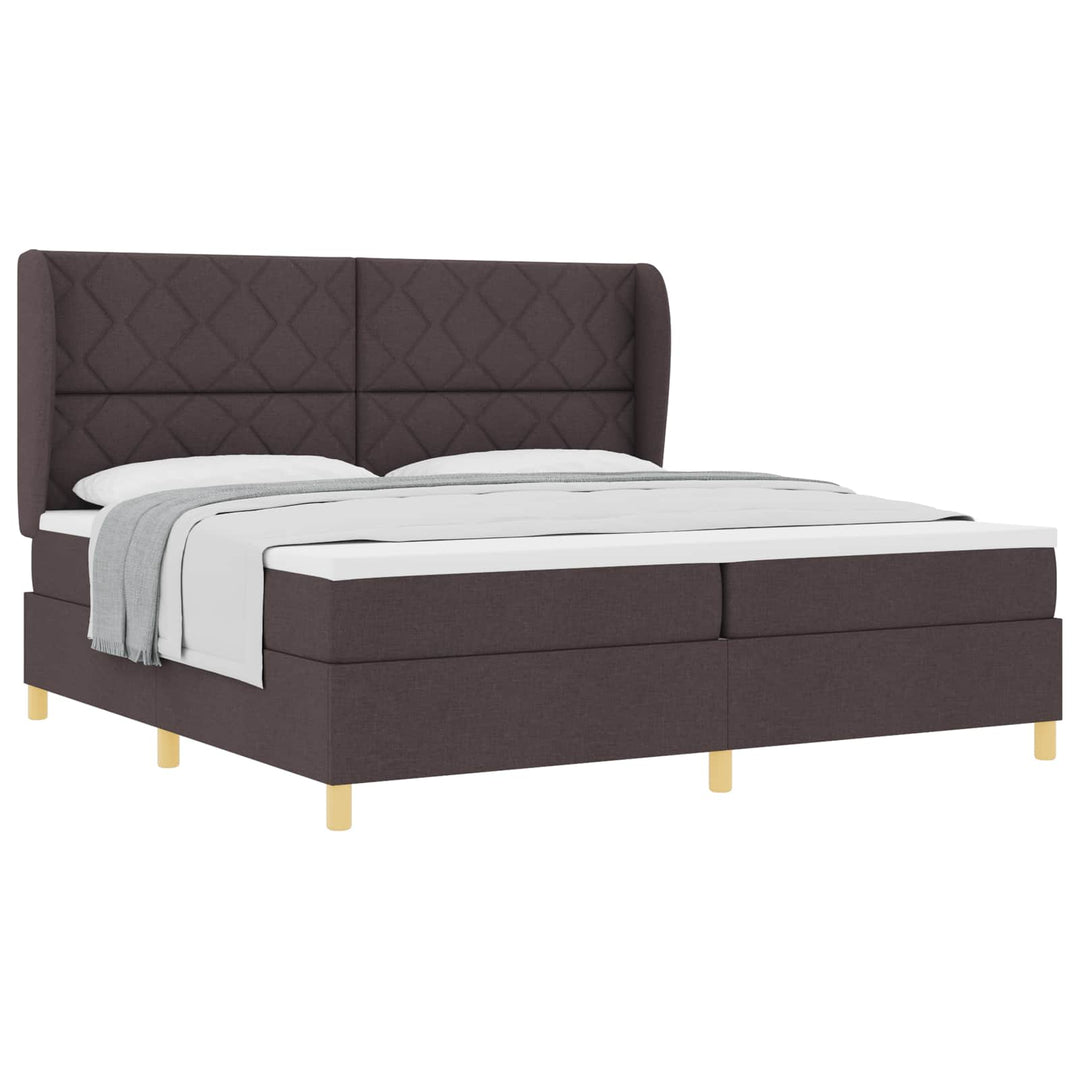Box spring seng med madras Mørk Brun 200 x 200 cm Stof