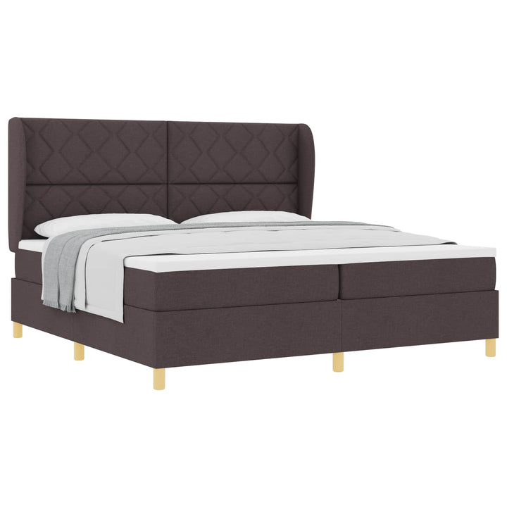 Box spring seng med madras Mørk Brun 200 x 200 cm Stof