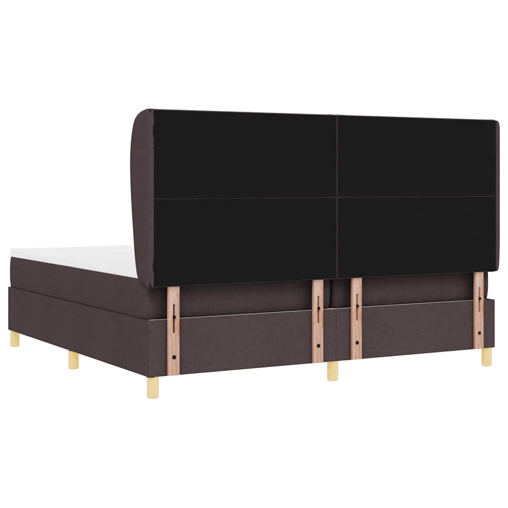 Box spring seng med madras Mørk Brun 200 x 200 cm Stof