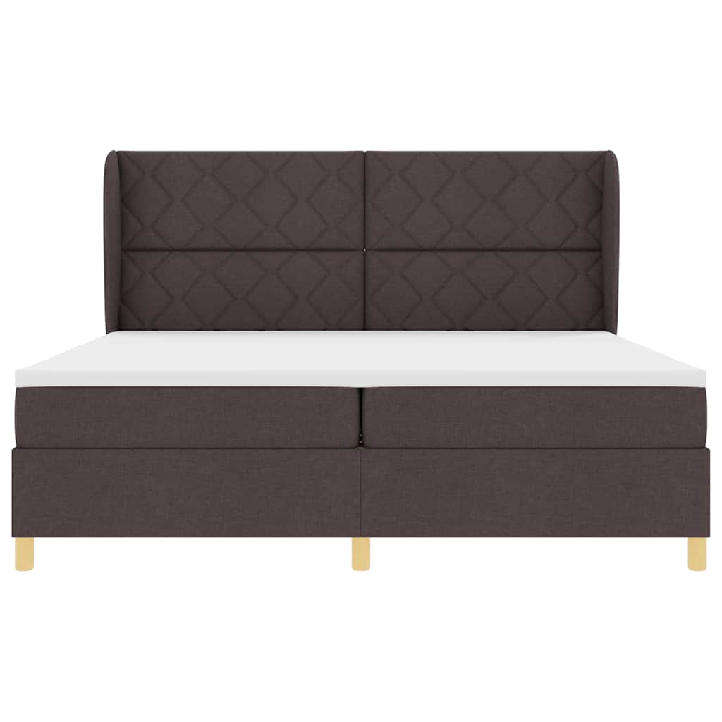 Box spring seng med madras Mørk Brun 200 x 200 cm Stof