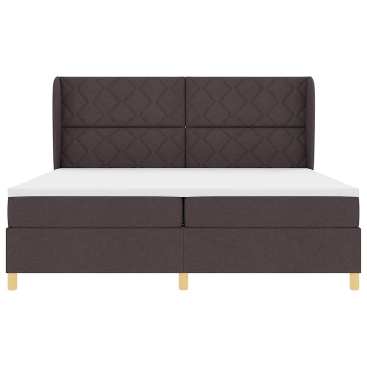 Box spring seng med madras Mørk Brun 200 x 200 cm Stof
