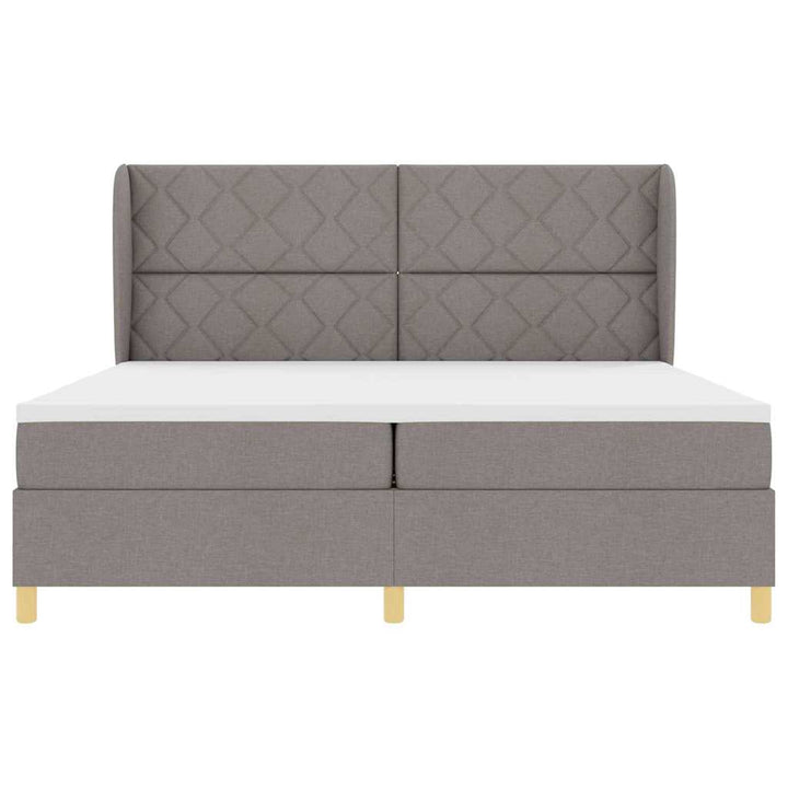 Box spring seng med hovedgærde Gråbrun 200 x 200 cm Stof