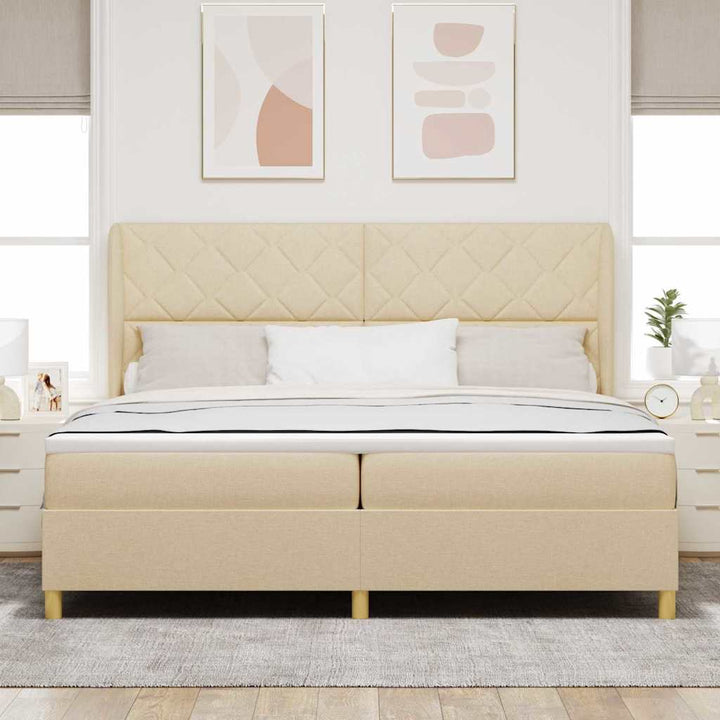 Box spring seng med madras Creme 200 x 200 cm Stof